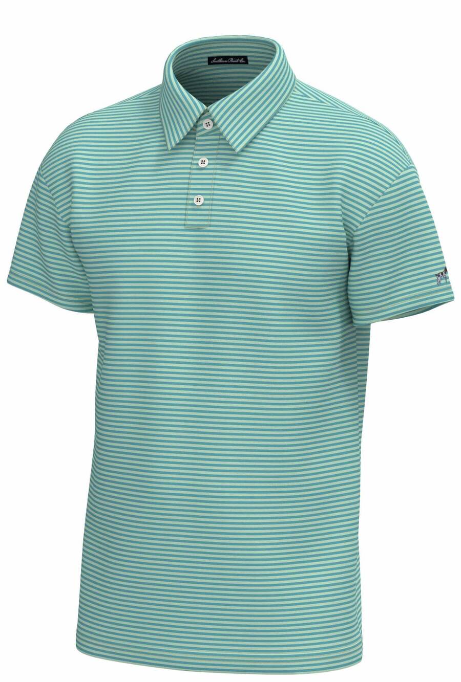 NEW SOUTHERN POINT CO. men's morgan stripe performance polo in coastal water spr